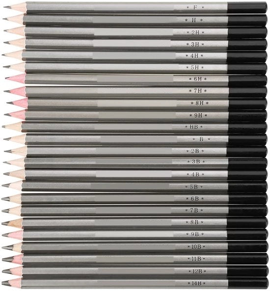 Set di matite grafite per disegno - 24 pezzi - durezza 9H-14B - per schizzi e pittura - arte della pittura - qualità premium - matite per schizzo