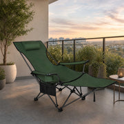 SEDIA Pieghevole Reclinabile con Poggiapiedi Estraibile 115x84x88,5 cm Verde