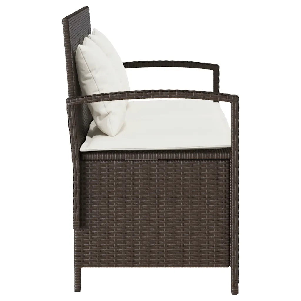 vidaXL Panca Portaoggetti da Giardino con Cuscino Marrone Polyrattan