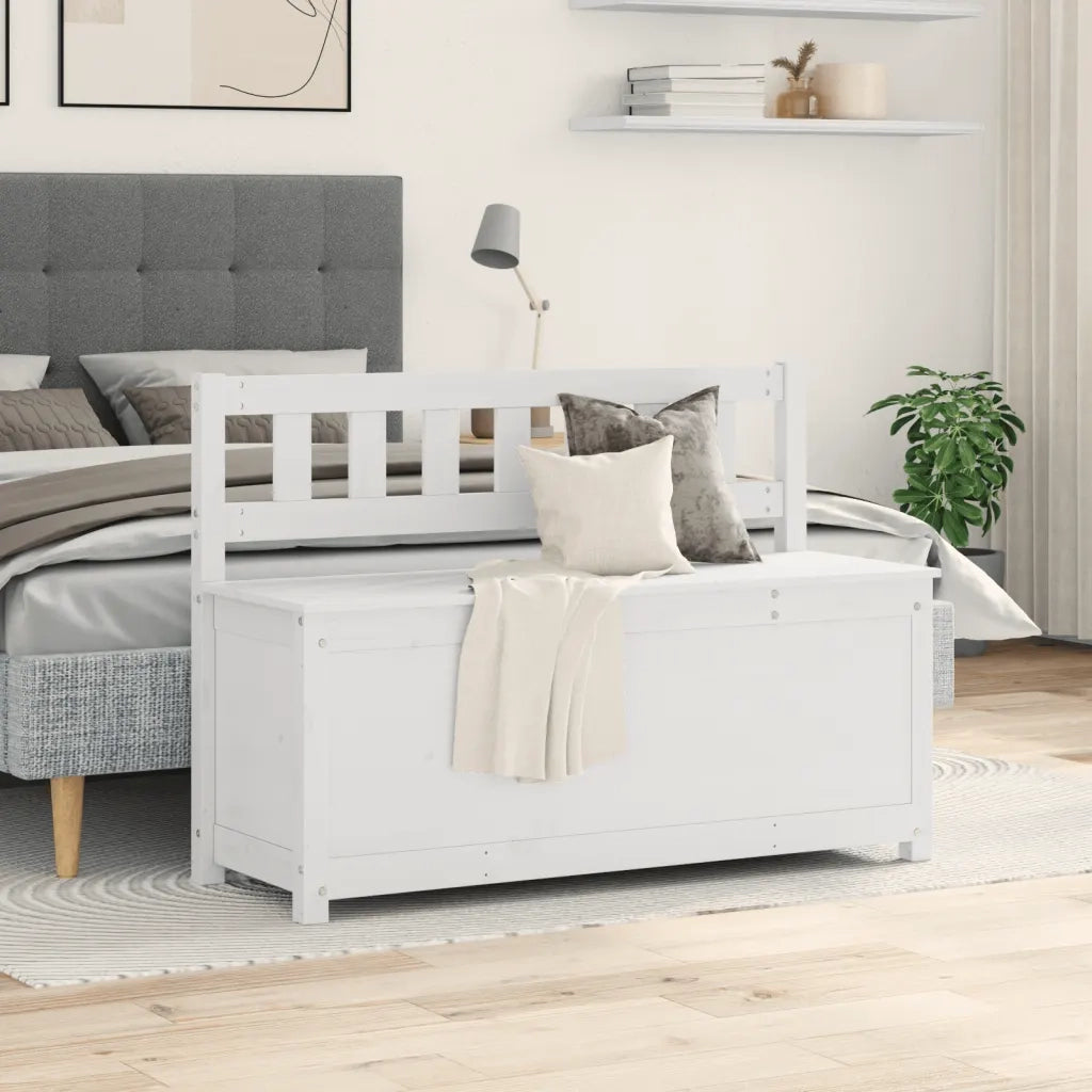 Panca-Sgabello Bianca 110x41x76,5 cm in Legno Massello di Pino