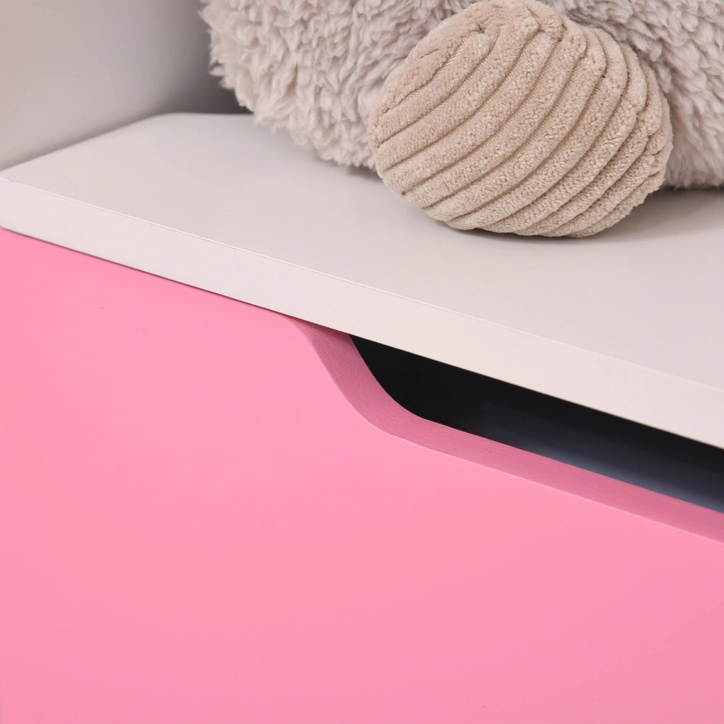 Panca Contenitore per Bambini con Schienale in Legno ¨C zephmum ¨C Rosa 60x30x50