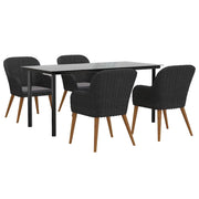 Set da pranzo da esterno nero da 5 pezzi con cuscini 02_0014164