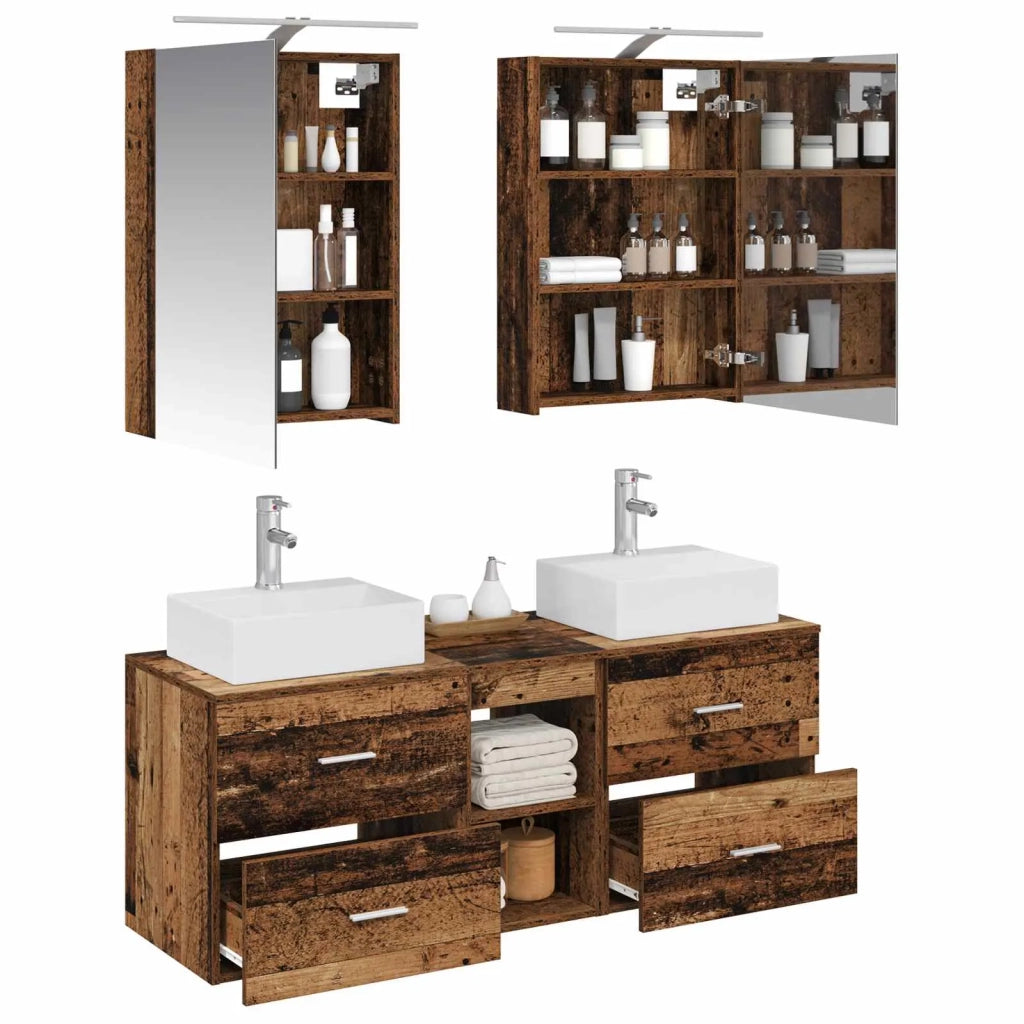 Set di mobili per il bagno 5 pcs Legno antico 3406797