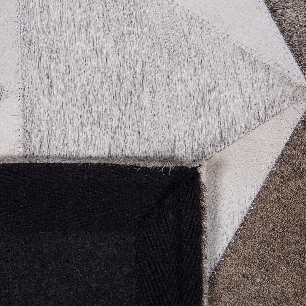 Tappeto tappetino Grigio Pelle 140 x 200 cm Patchwork Pelle Bovina Geometrico Rettangolare Moderno