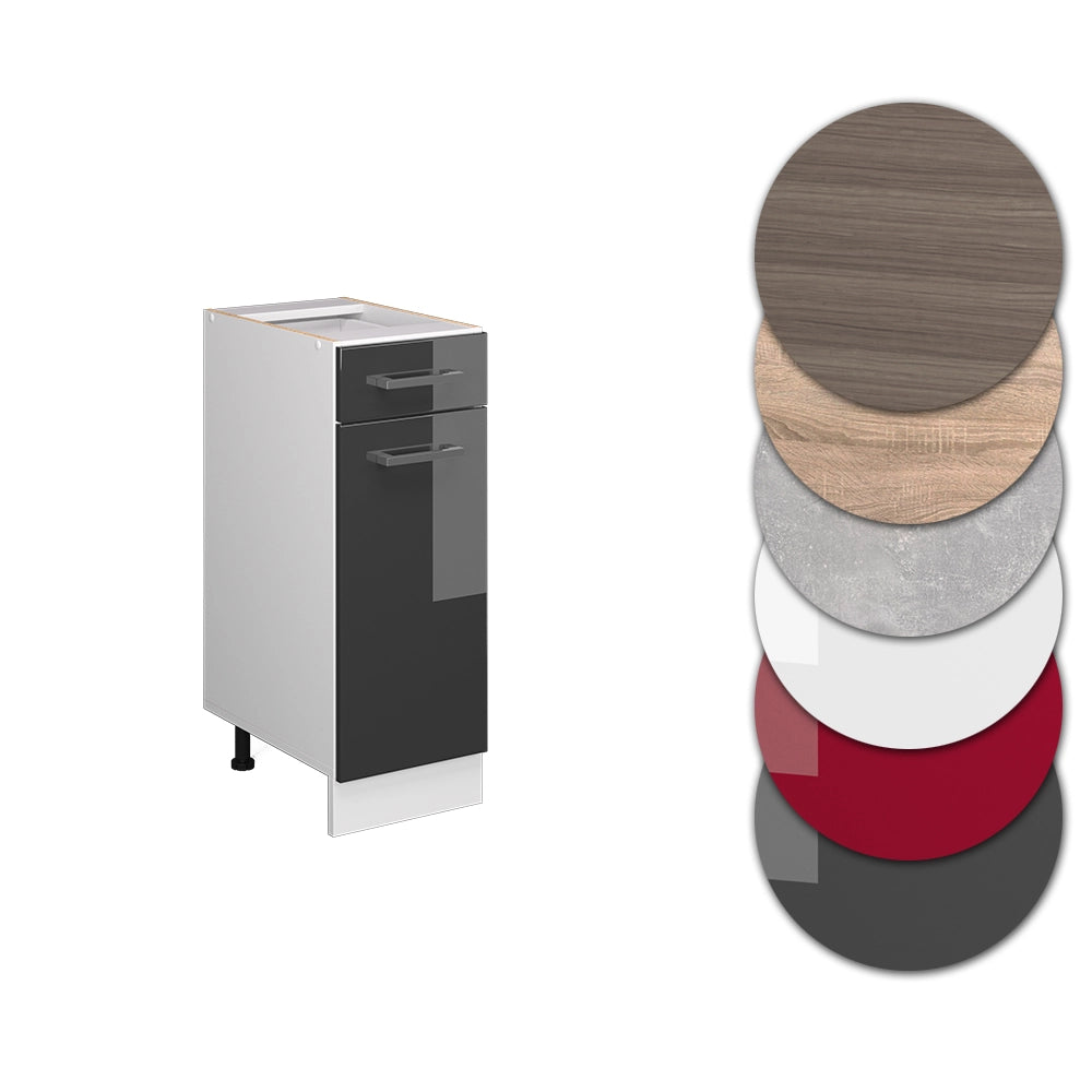 Mobiletto base per cucina R-Line Antracite lucido/Bianco 30 cm senza piano di lavoro Vicco