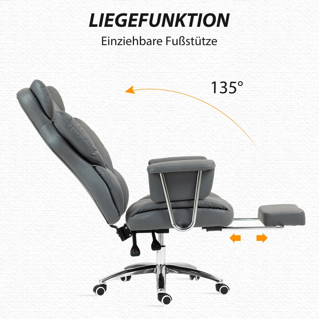 SEDIA UFFICIO Ergonomica Reclinabile 74x65x120-128 cm Grigio Scuro