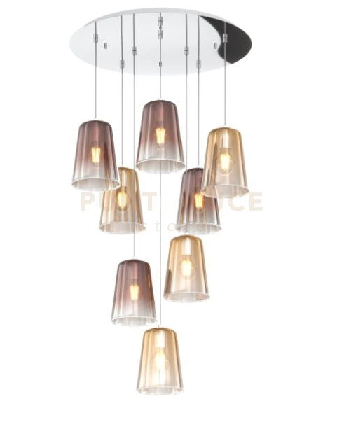 SOSPENSIONE CROMO TONDA 8 LUCI (4 AM + 4 RA) 1164CR-S8 T-AR