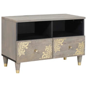 Mobile TV Grigio 70 x 33 x 46 cm Legno di mango massello 4018773