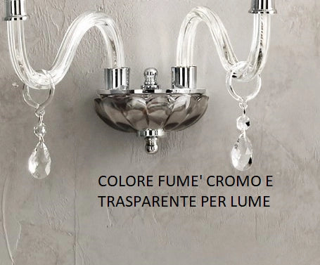 LUME/G LIVIA LUME 1 LUCE FUME'- TRASPARENTE E CROMO ATTACCO E27 CON PARALUME L.33CM