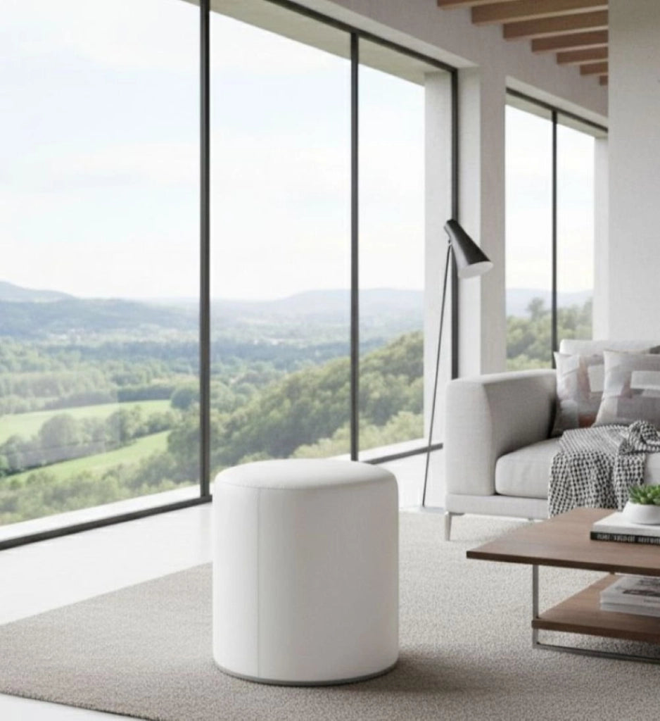 Pouf Lisboa, Poltrona multiuso, Poltroncina sacco, Pouf poggiapiedi, Made in Italy, 40x40 h42 cm, Bianco