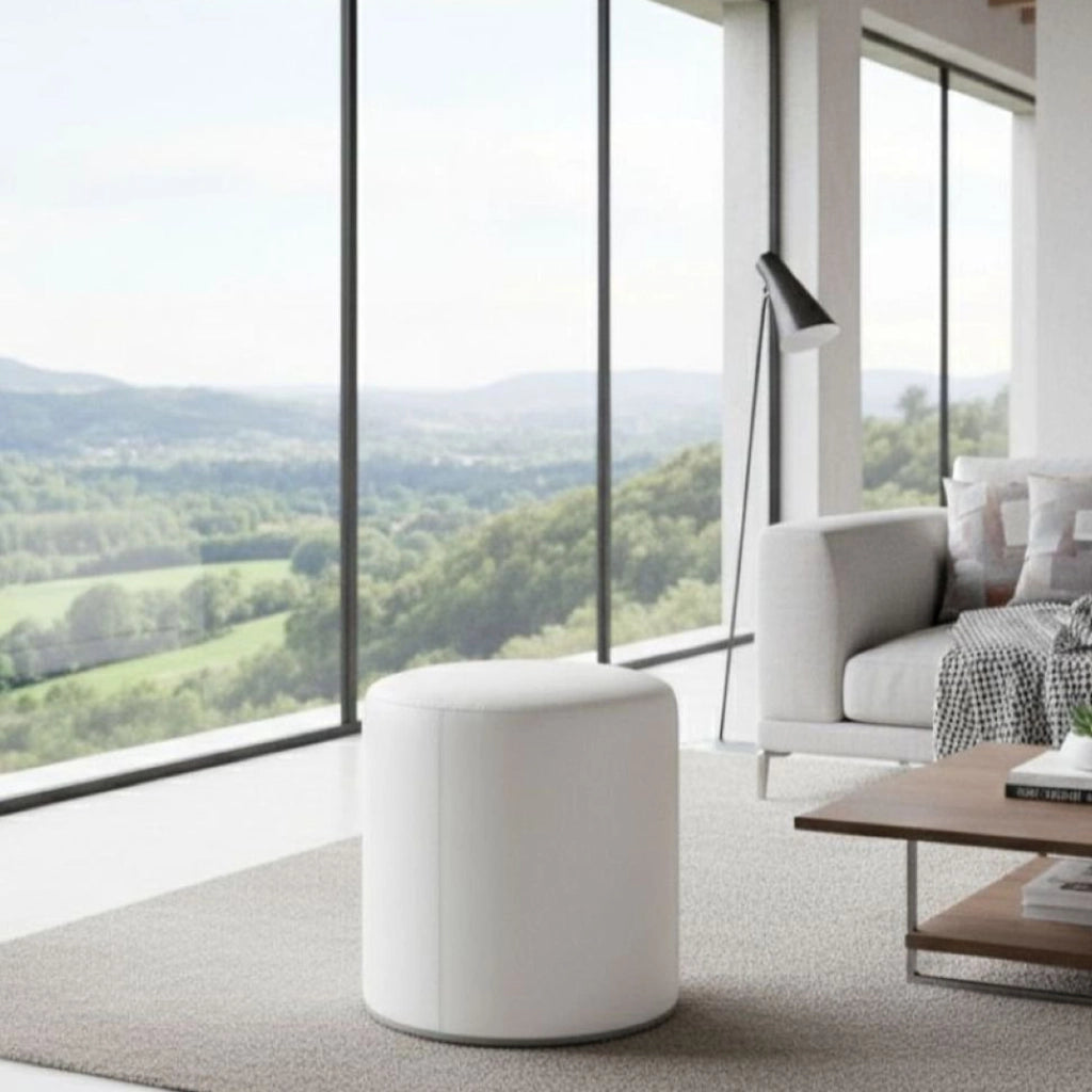 Pouf Lisboa, Poltrona multiuso, Poltroncina sacco, Pouf poggiapiedi, Made in Italy, 40x40 h42 cm, Bianco