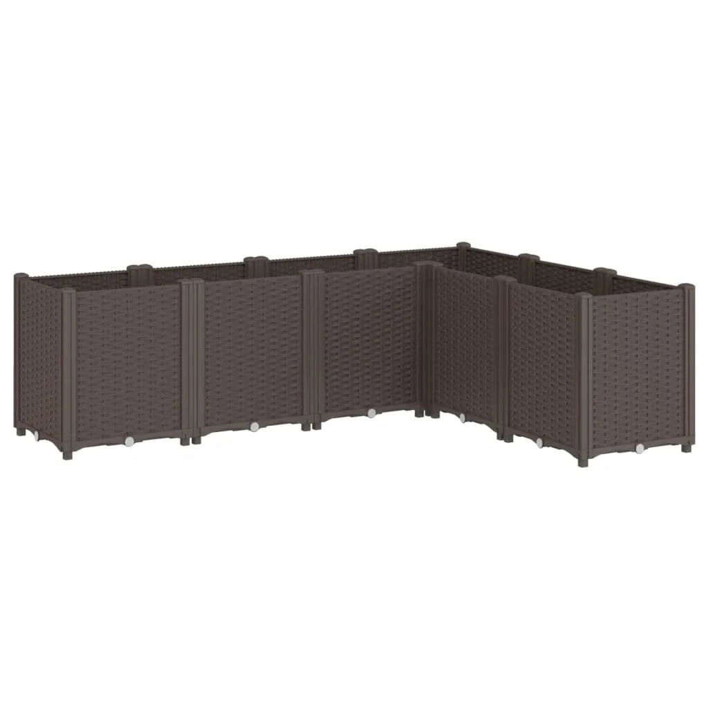 Fioriera rialzata per piante fiori terrazza giardino 160 x 120 x 53 cm polipropilene marrone 02_0037455