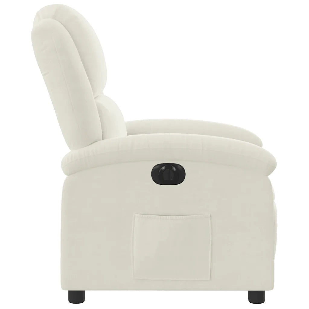Poltrona Elettrica Reclinabile-Divano Sedia Crema in Velluto 640192
