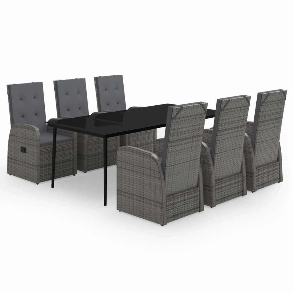 Set da pranzo da giardino per esterni 7 pezzi con cuscini grigio 02_0014171