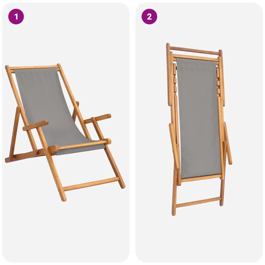 Sedia da spiaggia Grigio Chiaro Legno di teak solido
