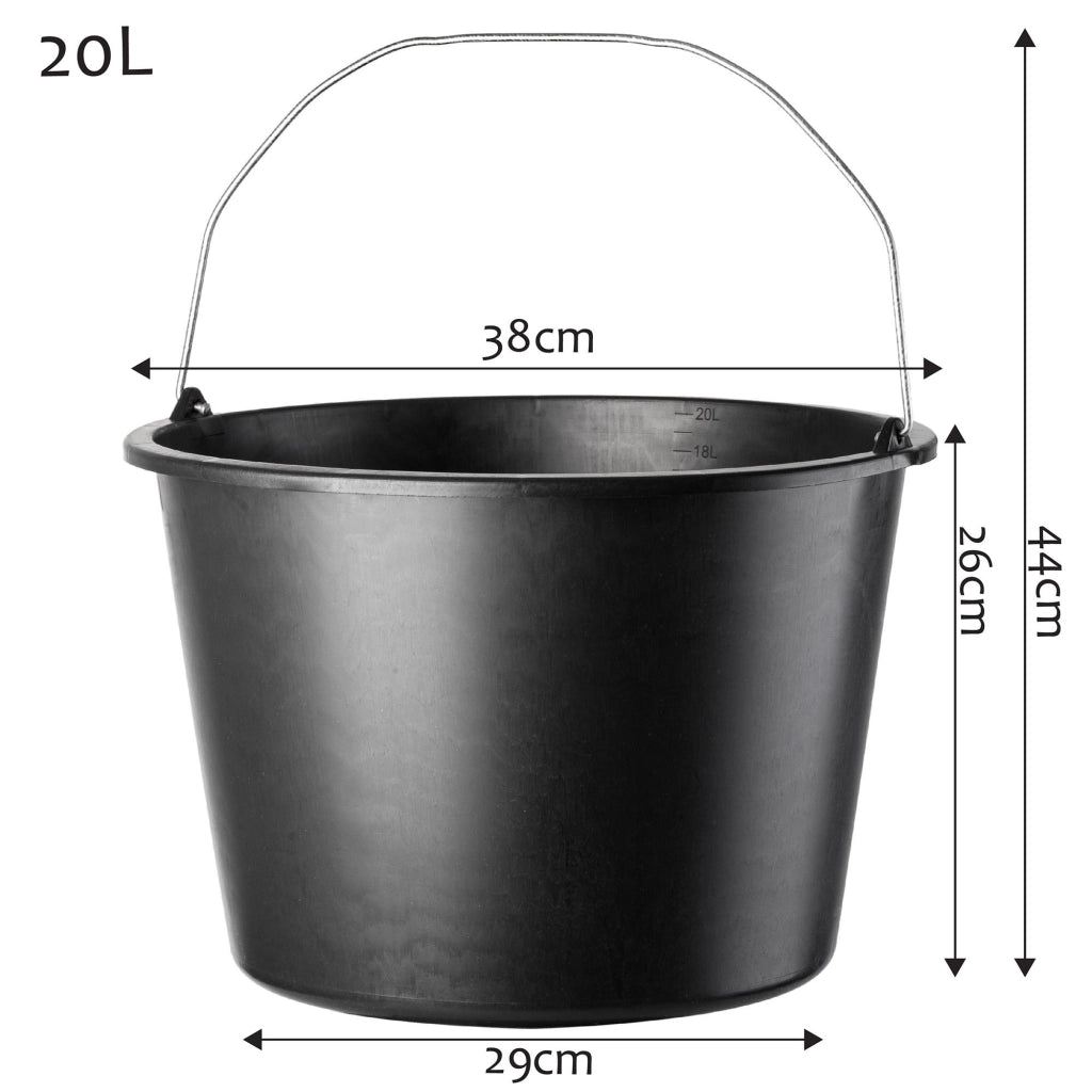 Secchio da costruzione KADAX 20L in plastica per uso domestico, giardinaggio, malta nera resistente