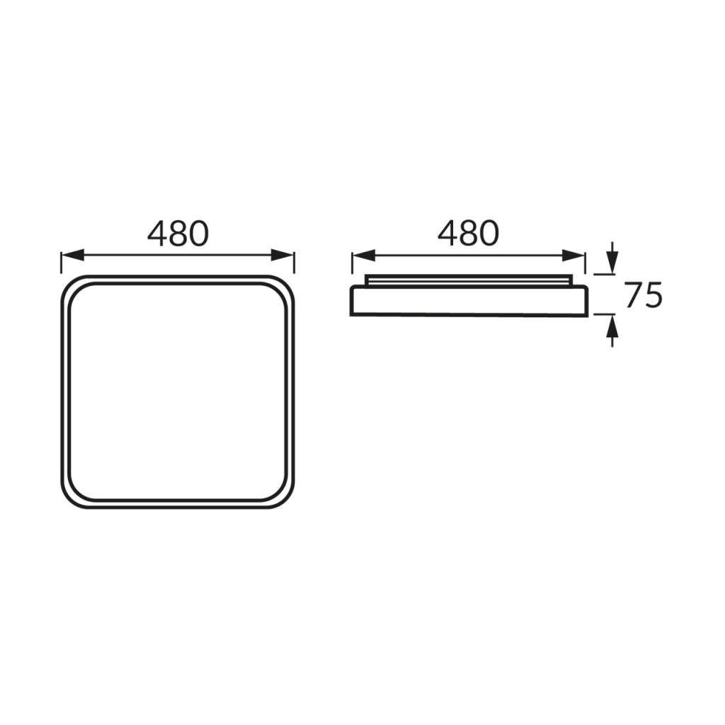 Plafoniera bagno quadrata 48cm rovere LED 48W 4100K Struhm