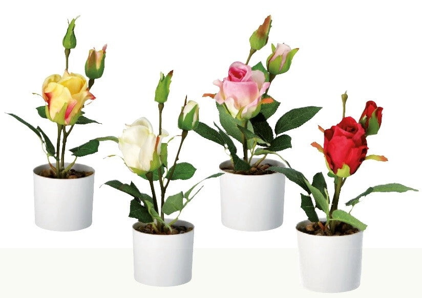 1 Pezzo Vaso con Pianta Decorativo Casa Rose 28 cm 4 Colori