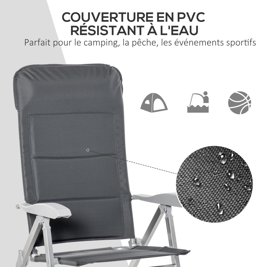 Sedia da giardino pieghevole con schienale alto reclinabile ¨C zephmum ¨C Grigio