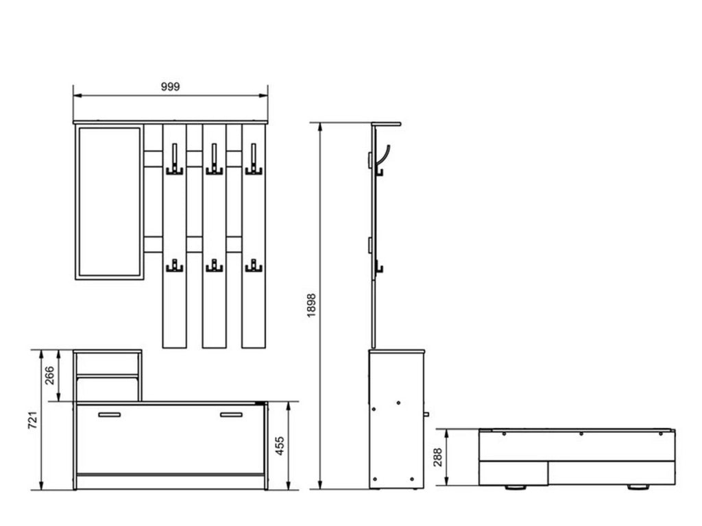 Tonengo, Mobile da Ingresso Specchio Incluso, 100x29x191.5h cm Marrone Rovere Nodi