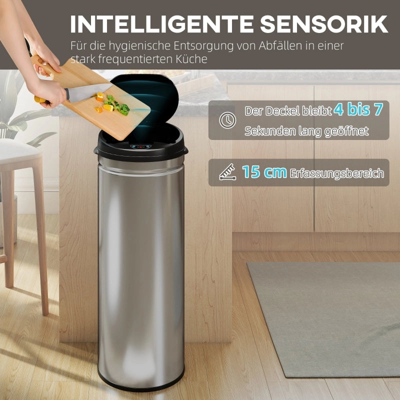 PATTUMIERA Sensor 50 L in acciaio inox Argento con chiusura soft-close