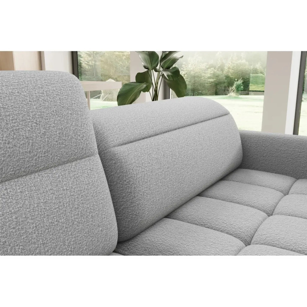 Divano trasformabile ad angolo sinistro BARNEA 208 cm grigio chinato con contenitore