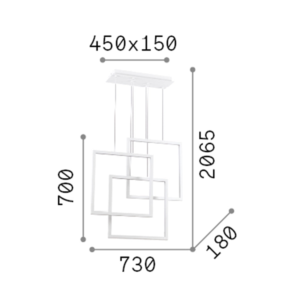 Sospensione Moderna Frame Alluminio Bianco Led 80W 3000K Luce Calda