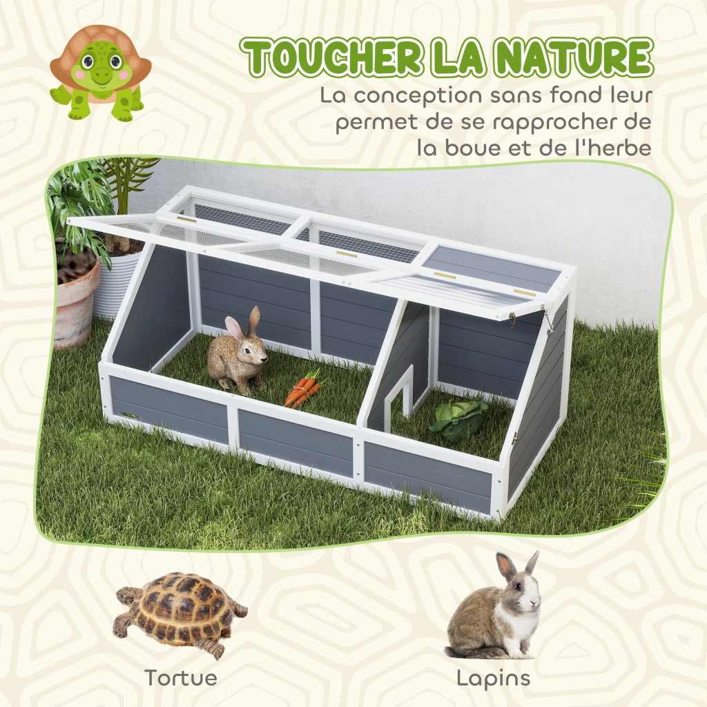 Recinto per Animali Domestici ¨C zephmum ¨C Legno, Grigio, 2 Scomparti