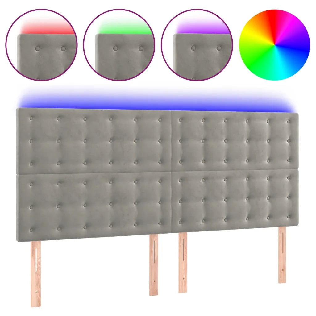 Testiera a LED-Testata con LED Grigio Chiaro 180x5x118/128 cm in Velluto 195949