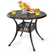 Tavolo da bistro in alluminio fuso con foro per ombrellone da 5 cm per giardino, Tavolo da pranzo da patio 91 cm Bronzo antico-Tavoli da esterno