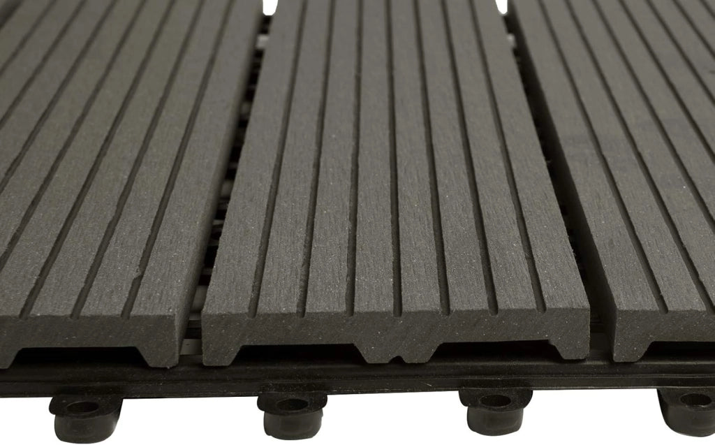22 pezzi DIY Piastrella da giardino Terrazza Mattonelle Pavimento per casa in WPC Doghe Legno 30x30 cm Caffè-Marrone