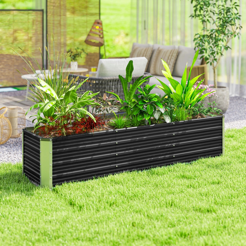 Letto da giardino rialzato in acciaio ¨C zephmum ¨C grigio 183x47x40 cm