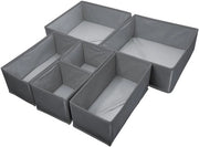 Organizzatore di cassetti, cassettiere per abbigliamento, organizzatore per intimo, pieghevole, adatto per camera da letto, cassetti e ante (grigio scuro, 6 pezzi)