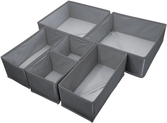Organizzatore di cassetti, cassettiere per abbigliamento, organizzatore per intimo, pieghevole, adatto per camera da letto, cassetti e ante (grigio scuro, 6 pezzi)