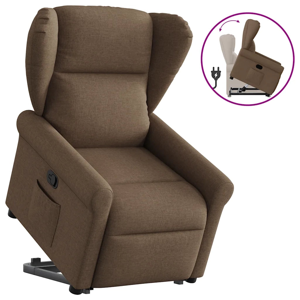 Poltrona Alzapersona Reclinabile Marrone in Tessuto 3303378