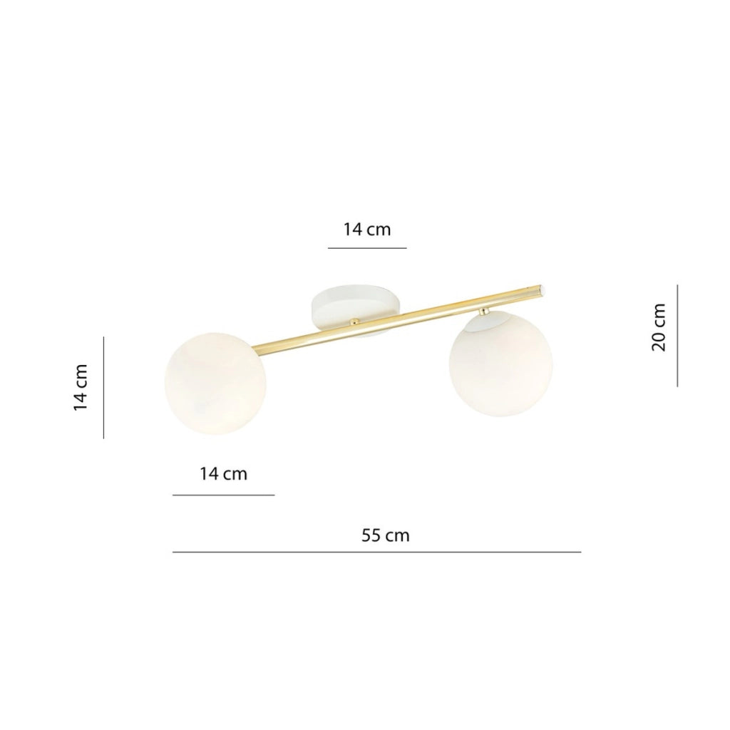 Lampada a sospensione SPLENDI in acciaio oro e vetro bianco