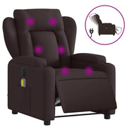 Poltrona | Sedia Relax Massaggio Reclinabile Elettrica Marrone Scuro Tessuto