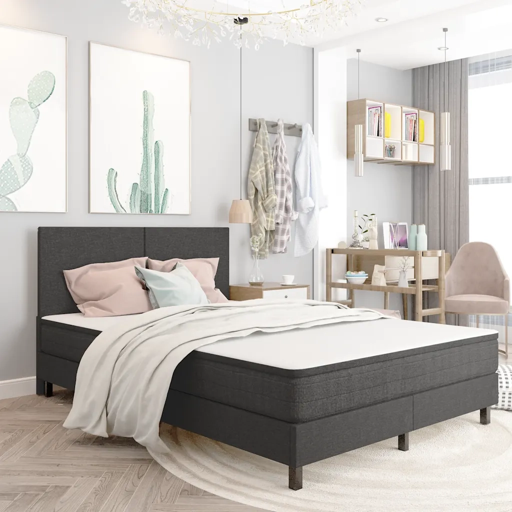 Letto a Molle Grigio in Tessuto 140x200 cm cod mxl 64516