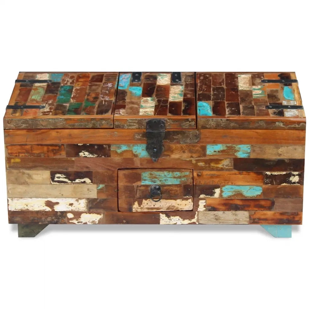 Tavolino da CaffÃ¨ Baule Legno Massello di Recupero 80x40x35 cm cod mxl 14956