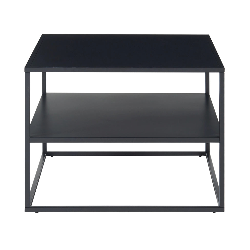 Tavolino Basso da Soggiorno Solund a 2 Piani di Appoggio 60x60x45 cm Nero opaco [en.casa]