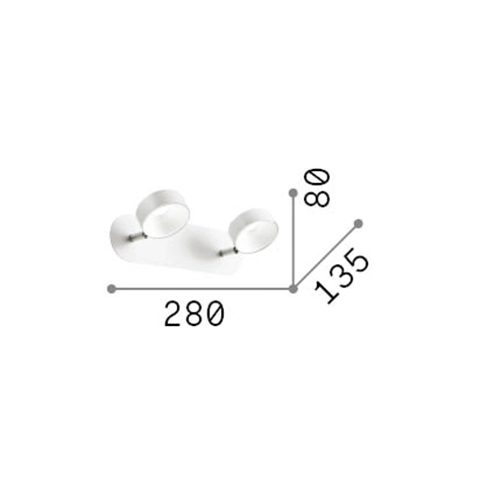 Applique Moderna Oby Metallo Bianco 2 Luci 12W 3000K Luce Calda
