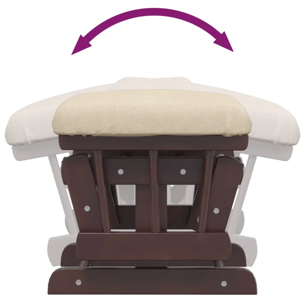 Poltrona Glider con Sgabello Bianco Crema in Tessuto 351665
