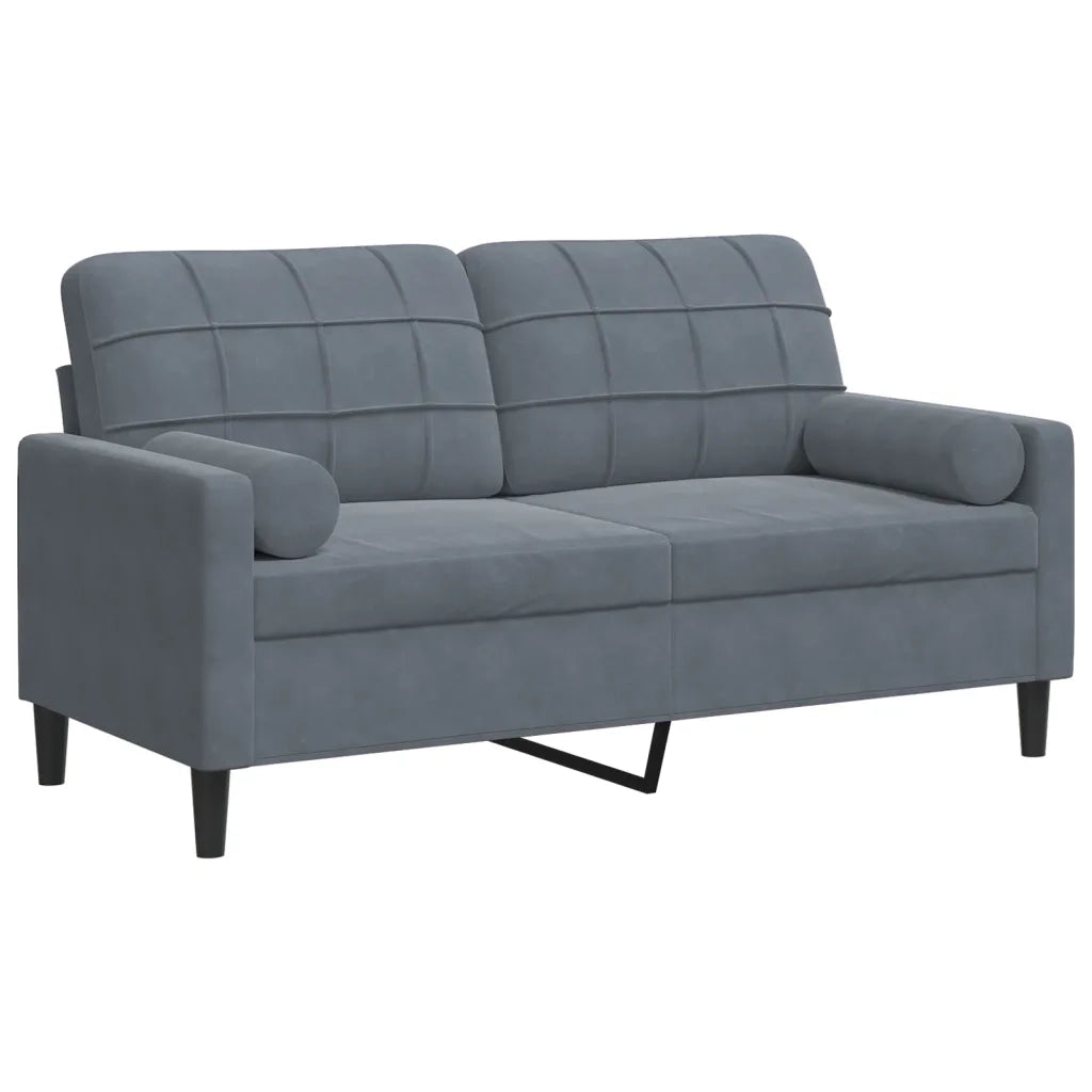 Divano a 2 Posti con Cuscini Grigio Scuro 140 cm in Velluto 3278220