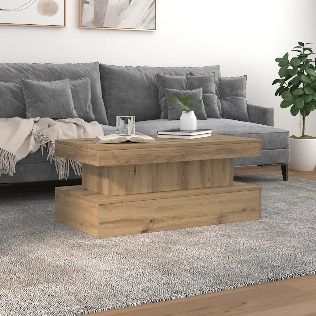 vidaXL Tavolino da Salotto con Luci LED Rovere Artigianale 90x50x40 cm