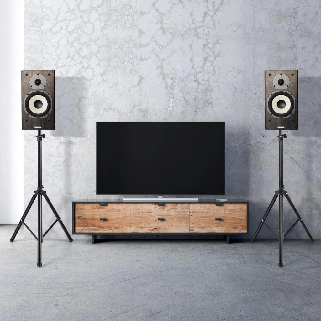 Stativo universale per casse acustiche con altezza regolabile a 5 livelli struttura metallica, Supporto per casse-Forniture per presentazioni
