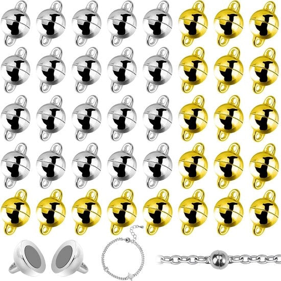 40 pezzi di chiusura a magnete a forma rotonda 8 mm - bracciali a catena - chiusura di accessorio magnetico.
