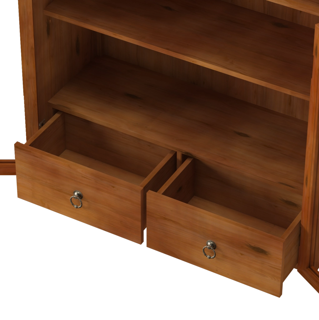 PENSILE 60x22x76,5 cm con ripiani regolabili e cassetti in legno massello marrone