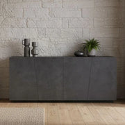 Credenza moderna a 4 Apollo, Made in Italy, Madia da cucina, Buffet di design da soggiorno, cm 200x43h86, Grigio Ardesia