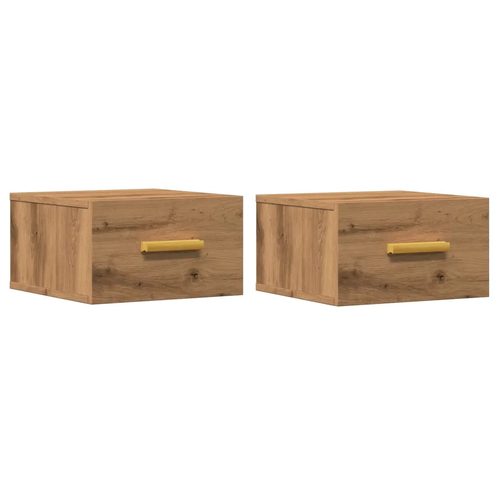 vidaXL Comodini a Muro 2 pz Rovere Artigianale 35x35x20 cm