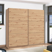 Armadio Camera da Letto Piateda, Guardaroba Grande 8 Ripiani, 217x210h cm Marrone Rovere Nodi